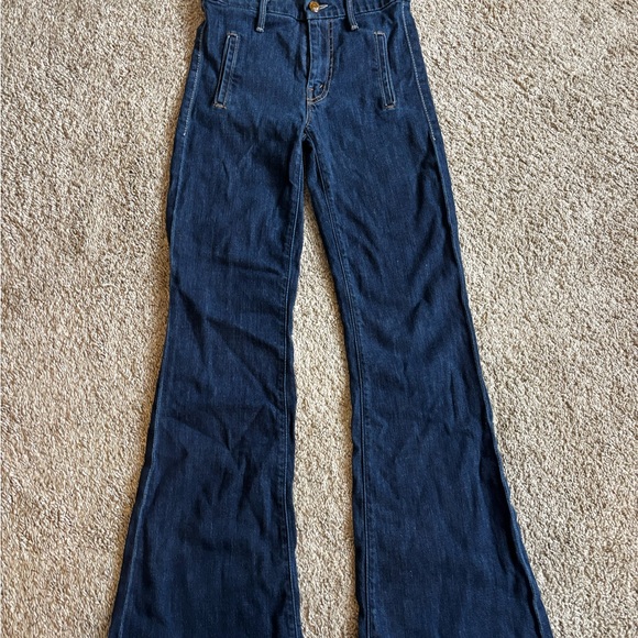 Mother The Drama Joyride Flare Jeans in Classic Blue Jeans Size 24 - Picture 2 of 8